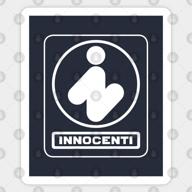 Vintage Innocenti emblem 1970's - Innocenti Mini, Lambretta - white print Sticker by retropetrol